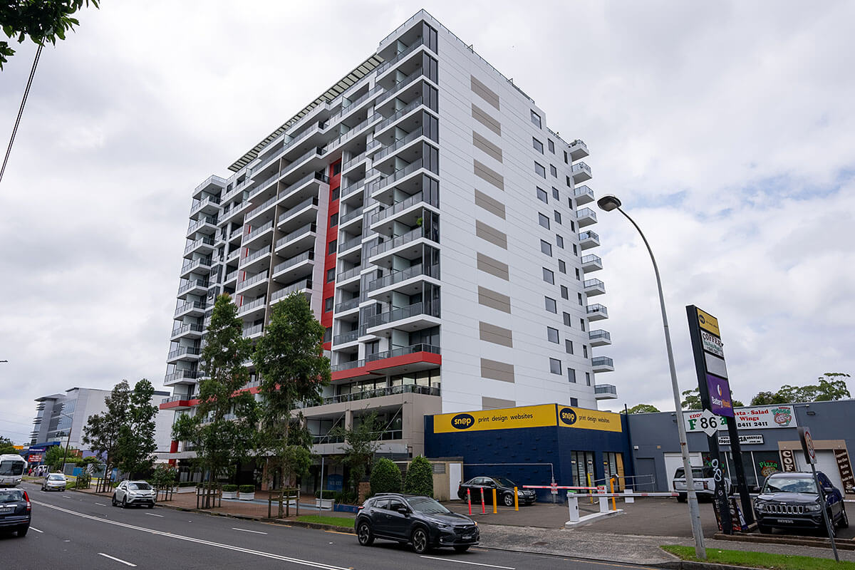 High-rise apartment development near Hornsby Station, Hornsby NSW.