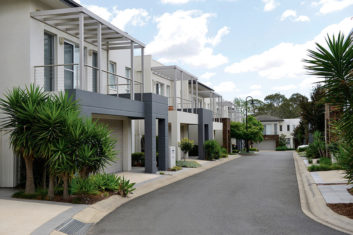 Large double-story homes in residential Street in Bella Vista, North West suburbs of Sydney NSW. Credit: NSW Department of Planning and Environment / Adam Hollingworth