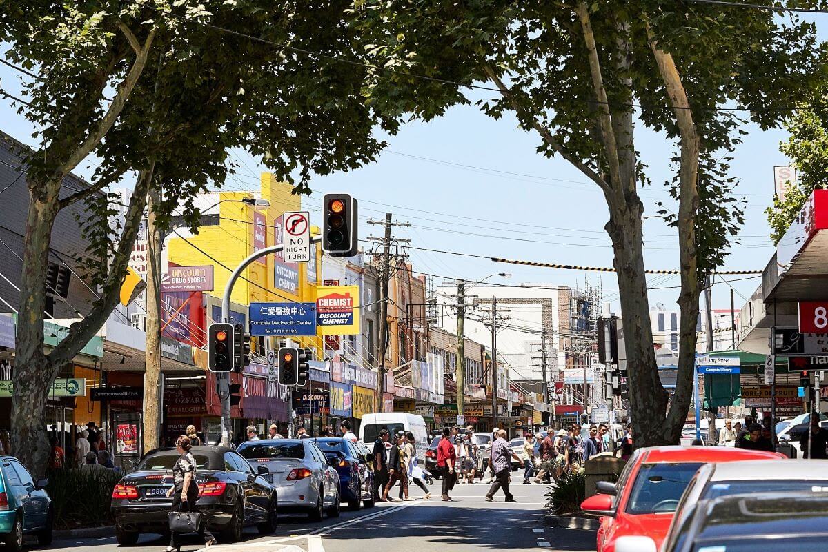 Traffic on Beamish Street. Campsie, Sydney, NSW. Credit: NSW Department of Planning and Environment / Salty Dingo