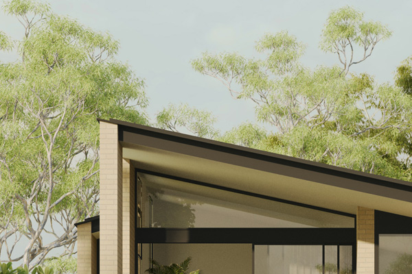 Example render of dark metal frames on windows and doors. Credit: Studio Johnston