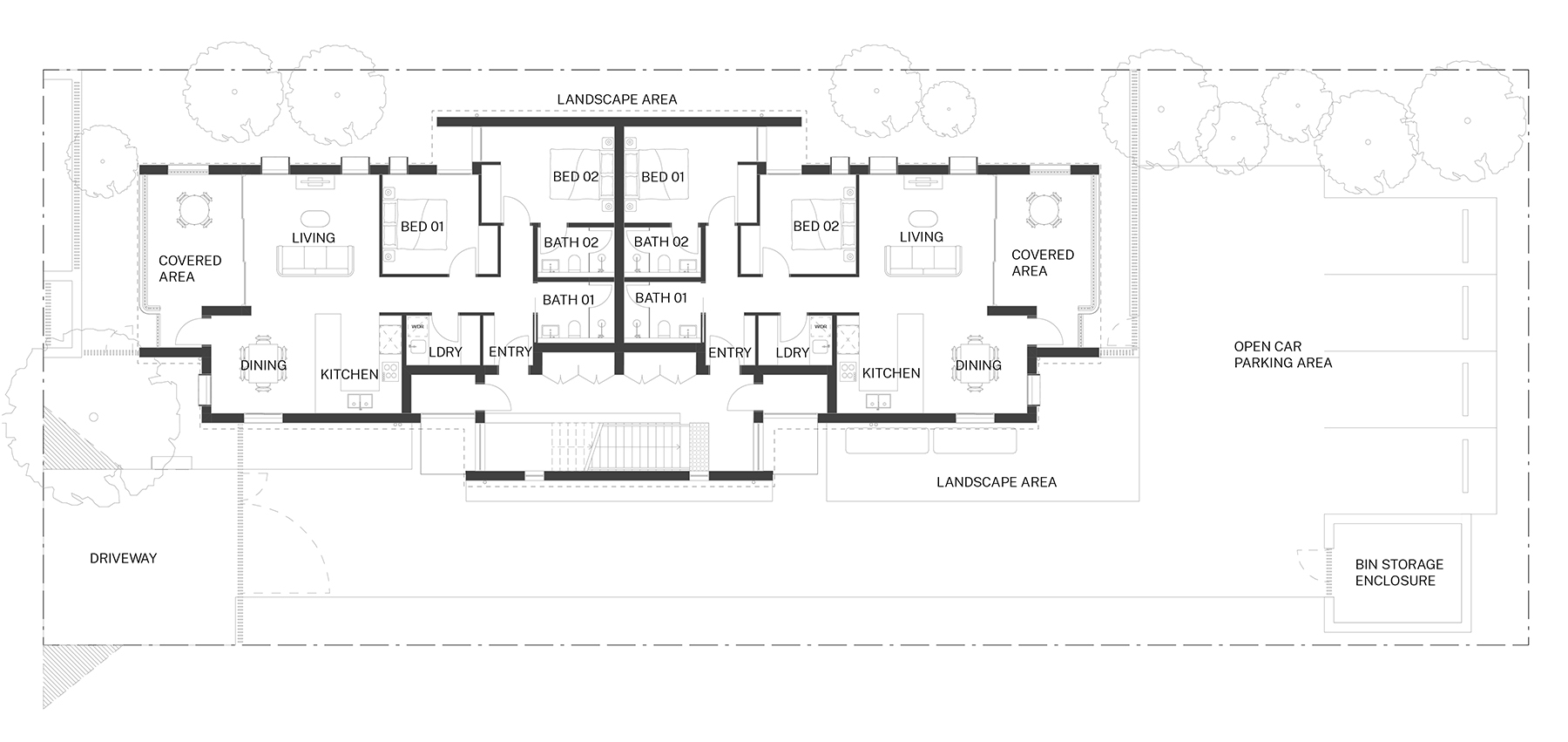 Standard design first floor plan of the Manor homes 01 design by Studio Johnston. Credit: Studio Johnston