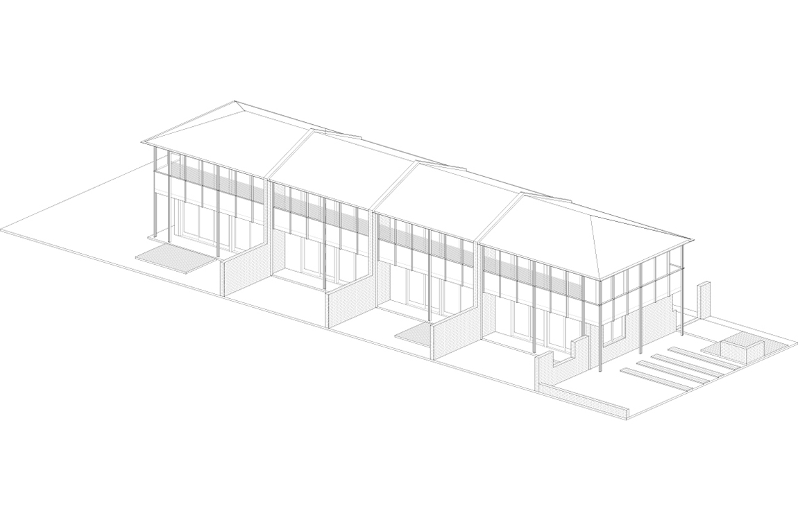 Axonometric section of the Row homes 01 design by SAHA. Credit: SAHA
