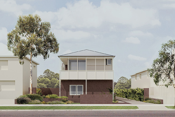 Example render of brown brick base and white first floor. Credit: SAHA