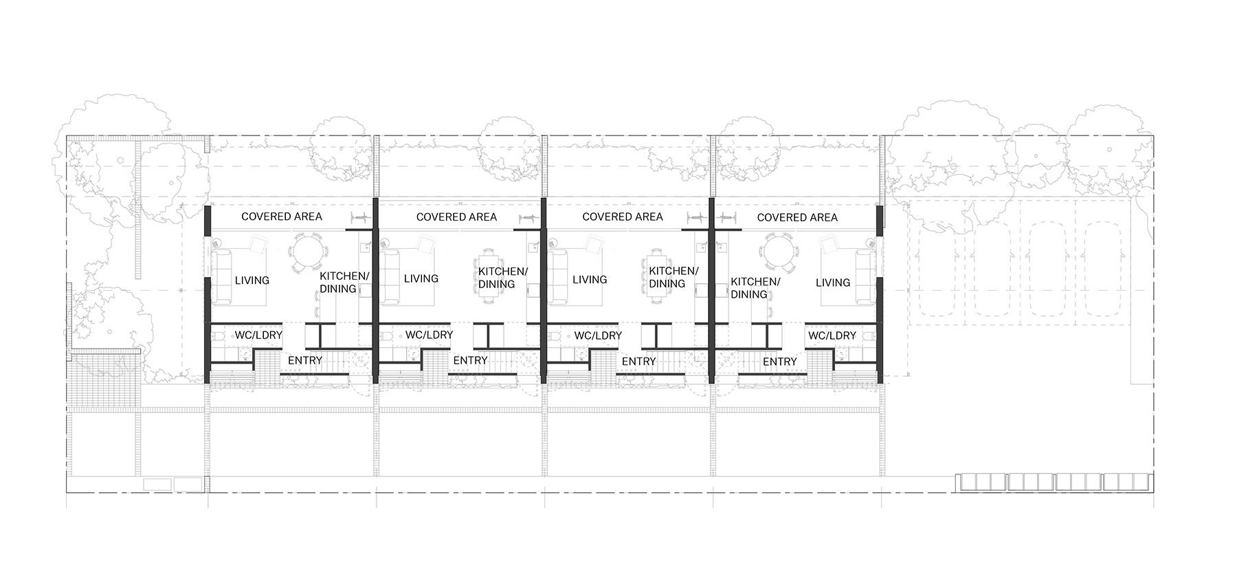 Standard design ground plan of the Row homes 01 design by SAHA. Credit: SAHA