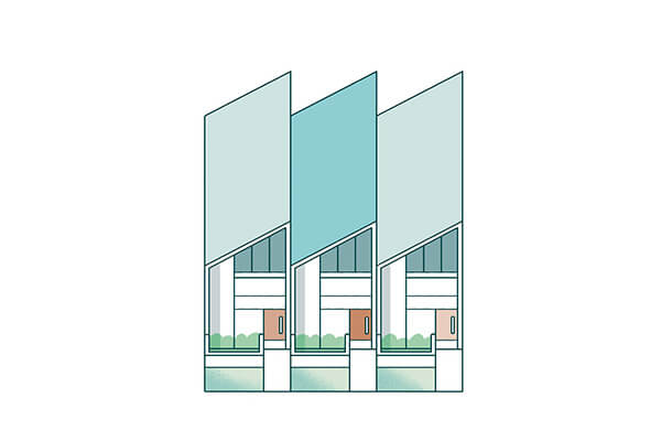 Illustration of row homes housing type. Credit: Felix Saw