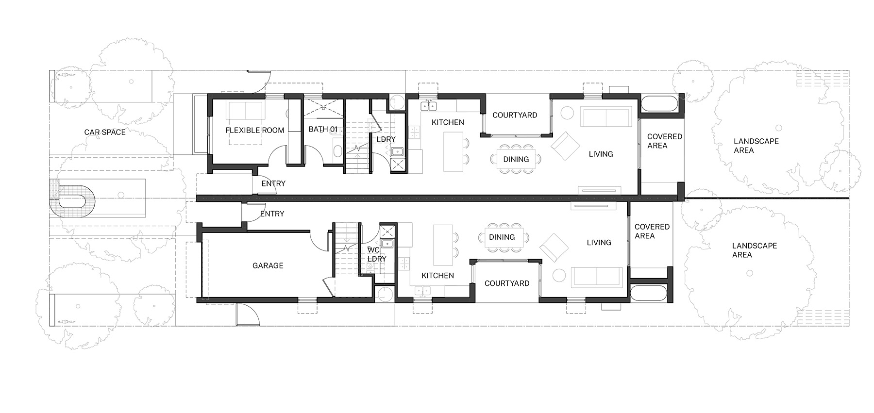 Compact design ground plan of the Semis 02 design by Sibling Architecture. Credit: Sibling Architecture