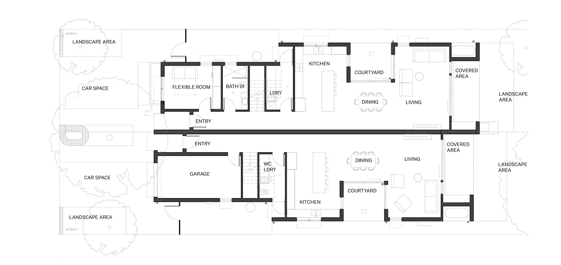 Standard design ground plan of the Semis 02 design by Sibling Architecture. Credit: Sibling Architecture