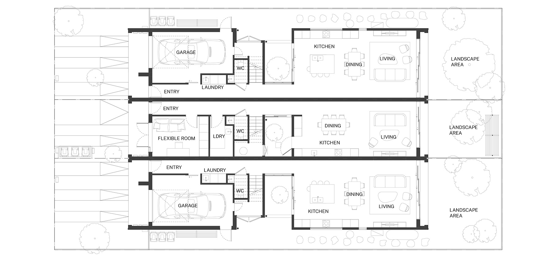 Standard design ground plan of the Terraces 01 design by Carter Williamson. Credit: Carter Williamson