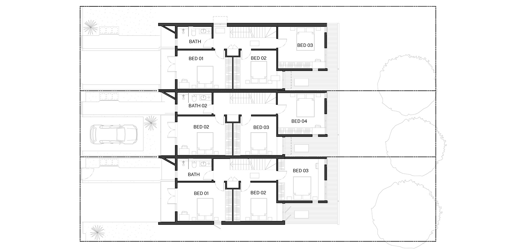 Standard design first floor plan of the Terraces 02 design by Sam Crawford Architects. Credit: Sam Crawford