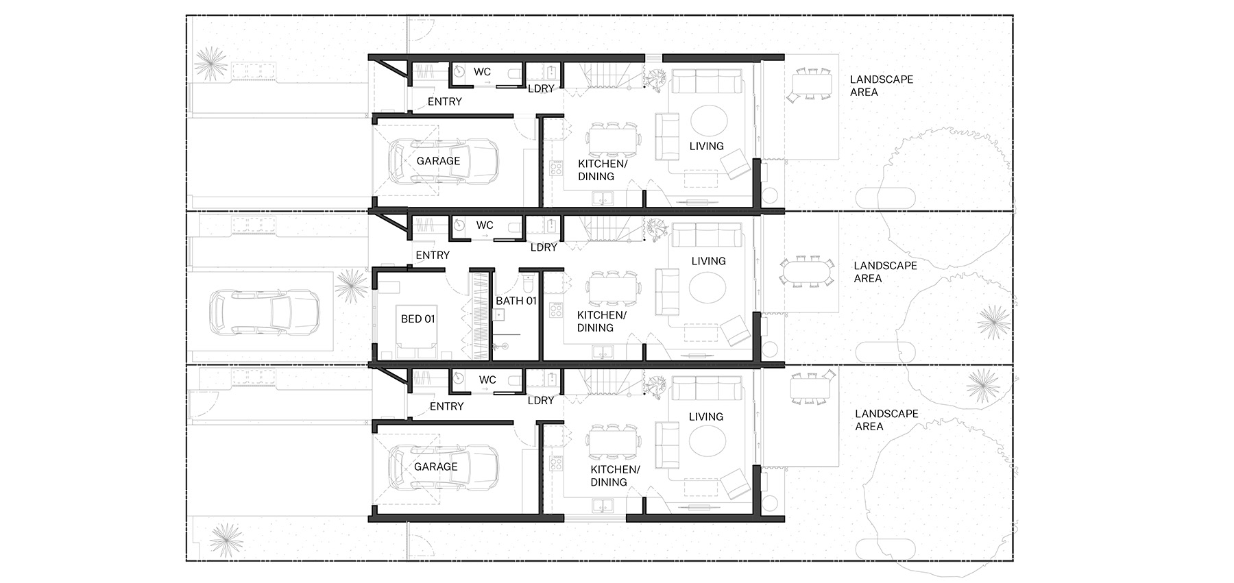 Standard design ground plan of the Terraces 02 design by Sam Crawford Architects. Credit: Sam Crawford