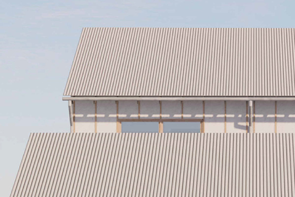 Example render of corrugated metal roof either coated or uncoated. Credit: Other Architects x NMBW