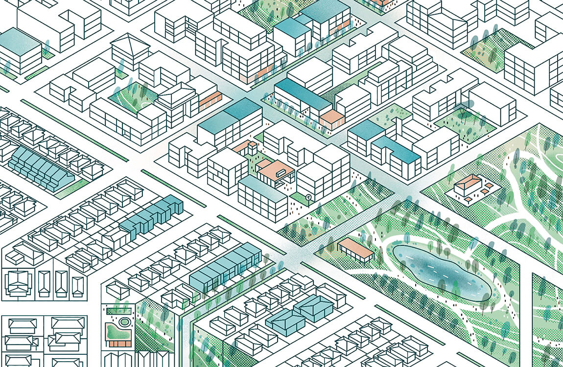 Axonometric bottom section for examples of patterns in your neighbourhood. Credit: Felix Saw