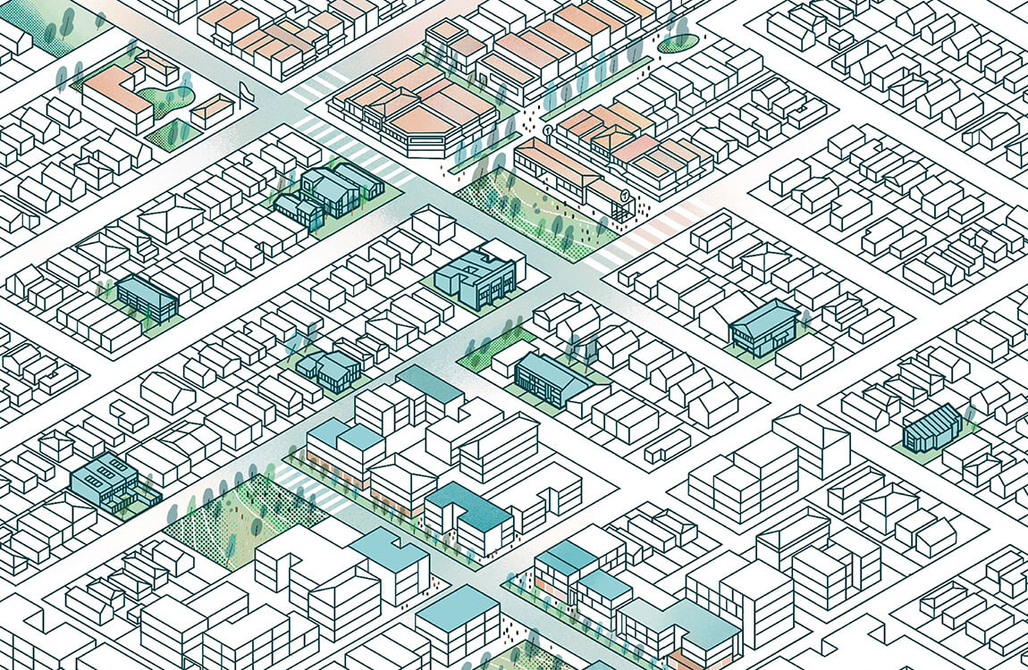 Axonometric top section for examples of patterns in your neighbourhood. Credit: Felix Saw