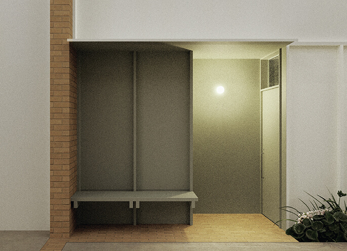 Row homes 01 design by SAHA render of entry. Credit: SAHA