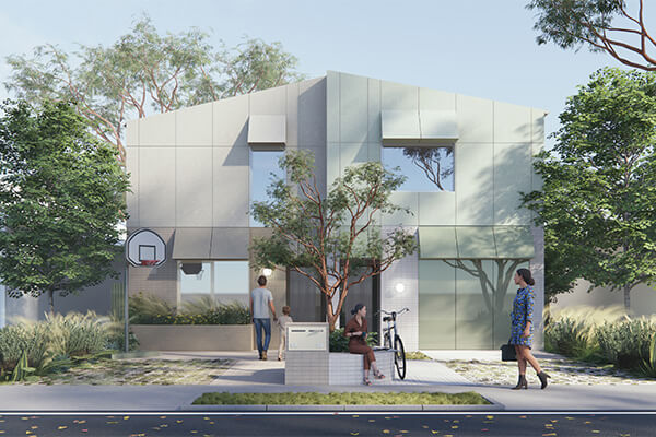 Example render of stone and green as the 2 primary tones. Credit: Sibling Architecture