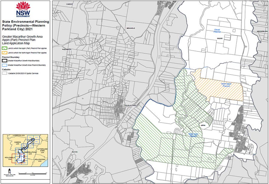 Greater Macarthur growth area Appin (part) precinct plan land application map