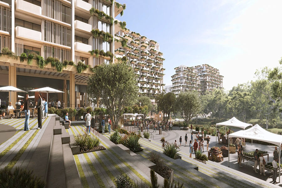 Artist impression of the Cherrybrook Precinct town centre village green.