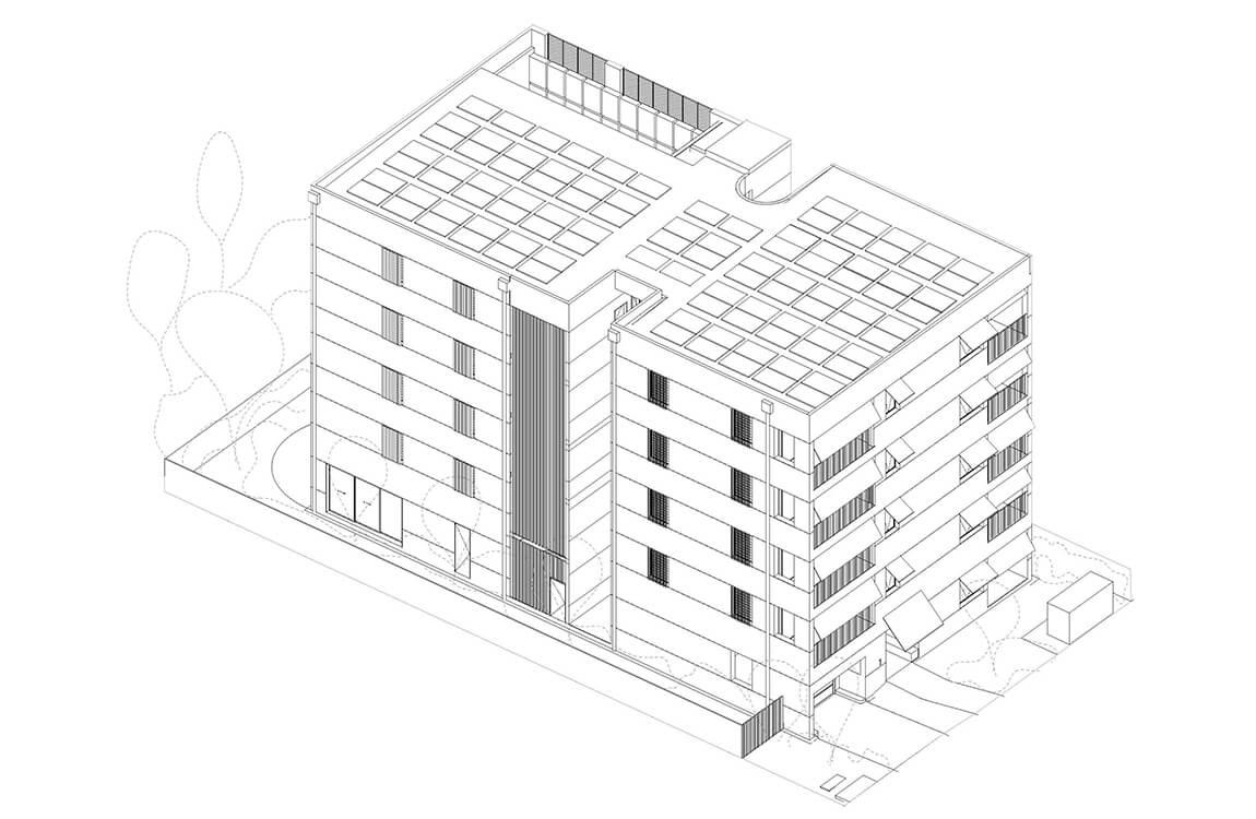 Axonometric section of the Small Lot Apartments 04 Neeson Murcutt Neille