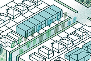 Illustration of walkable streets and low-rise homes. Credit: Felix Saw